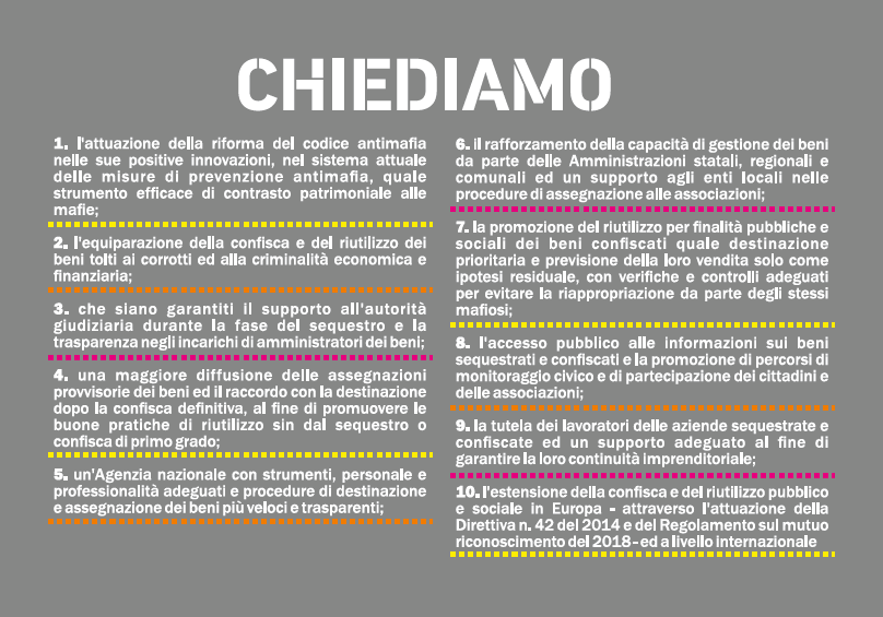 Le 10 proposte politiche di Libera