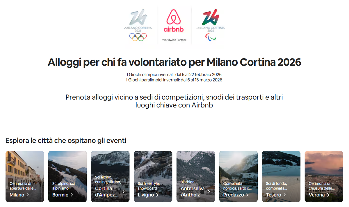 Screenshot of the Airbnb volunteer accommodation page 