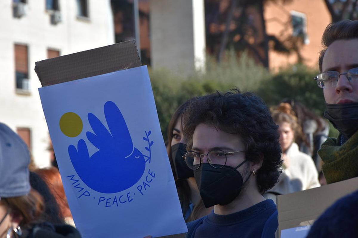 Manifestazione per la pace all'università La Sapienza. Foto di Stefania Sepulcri (settore Ufficio stampa e comunicazione) 