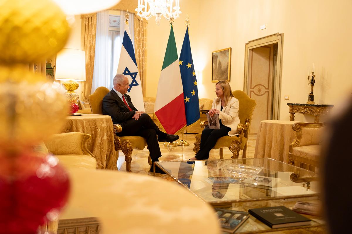  Roma, 10/03/2023 - La presidente del Consiglio, Giorgia Meloni, incontra a Palazzo Chigi il primo Ministro dello Stato d'Israele, Benjamin Netanyahu.