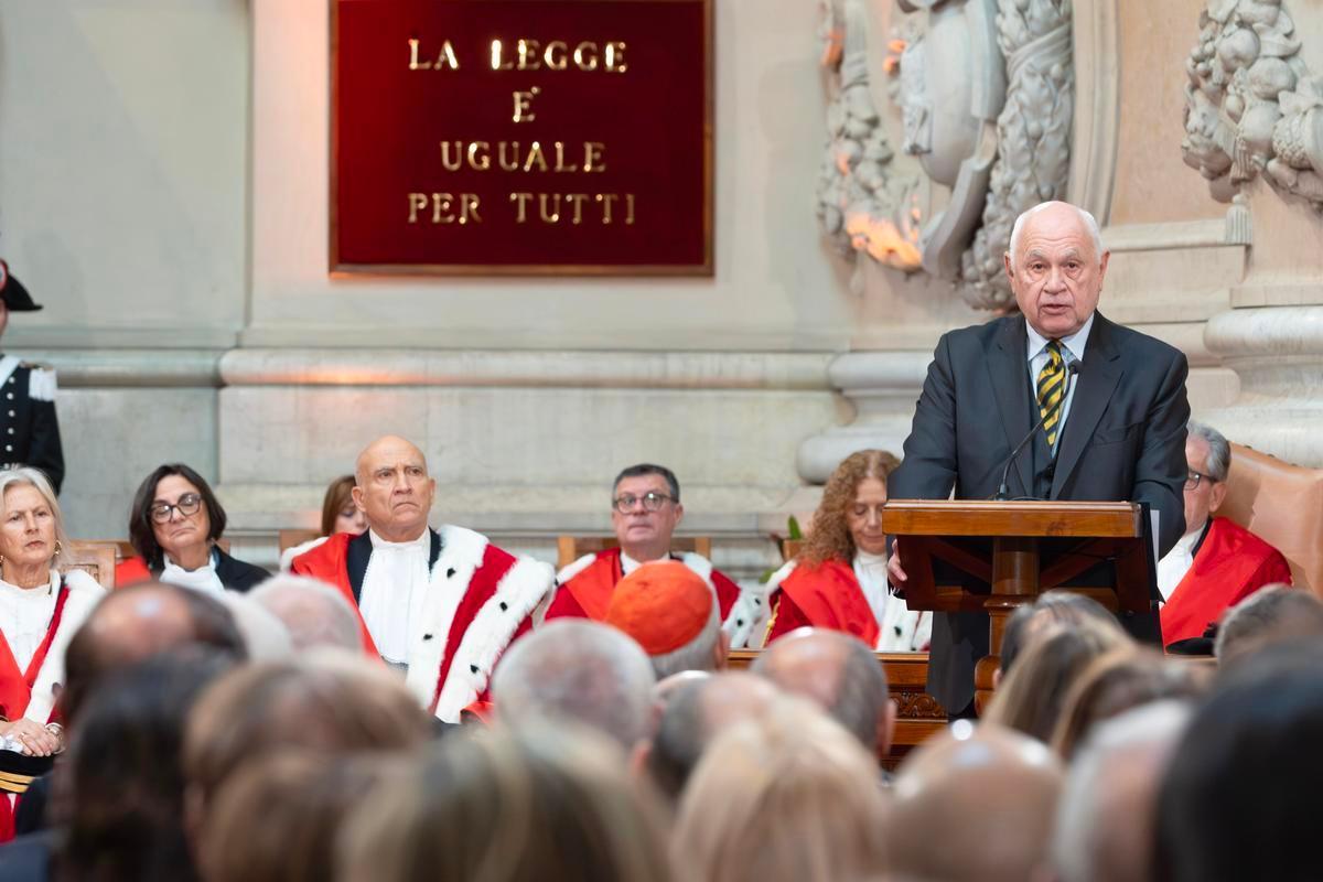Roma, 30 gennaio 2026. Il ministro della Giustizia Carlo Nordio interviene all'inaugurazione dell'anno giudiziario alla Corte di cassazione (Foto dal sito Quirinale.it)
