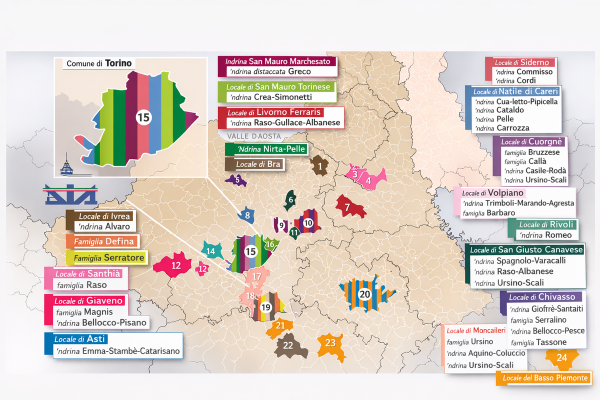 La mappa della Dia sulle locali di 'ndrangheta in Piemonte
