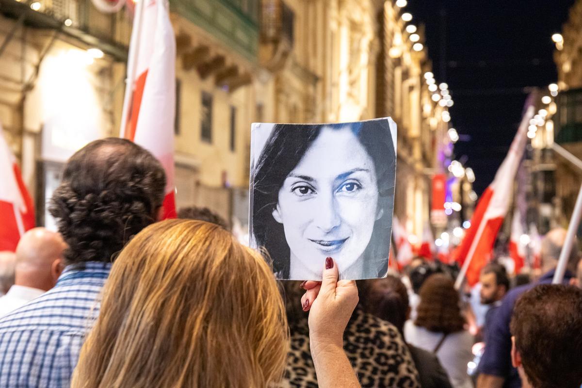 Malta, ottobre 2024. Manifestazione in ricordo della giornalista Daphne Caruana Galizia (foto di Gabriele Fantoni)