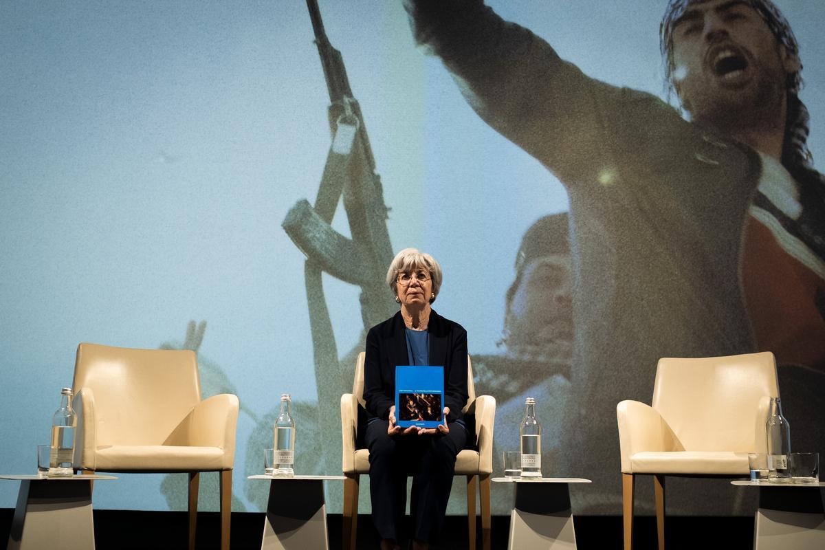 Torino, 21 maggio 2024. Elisa Signori, madre di Andrea Rocchelli, durante un evento dedicato al figlio/Foto di P. Valenti