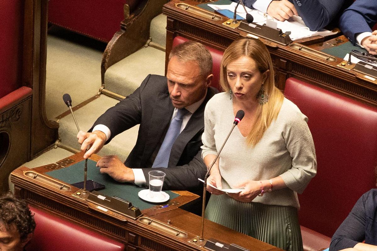 Giorgia Meloni, presidente di Fratelli d'Italia, durante un intervento a Montecitorio (Camera.it)