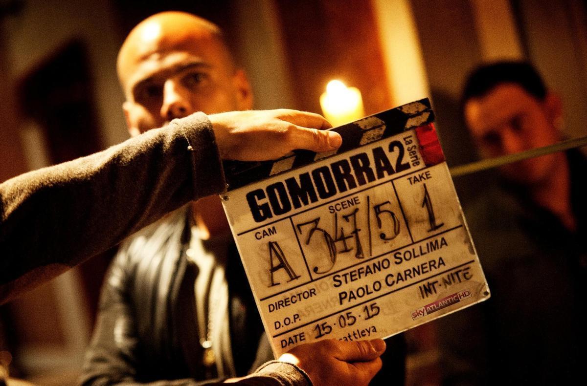 L'attore Marco D'Amore sul set della serie tv Gomorra, trasmessa su Sky. Foto di E. Scarpa/Ansa