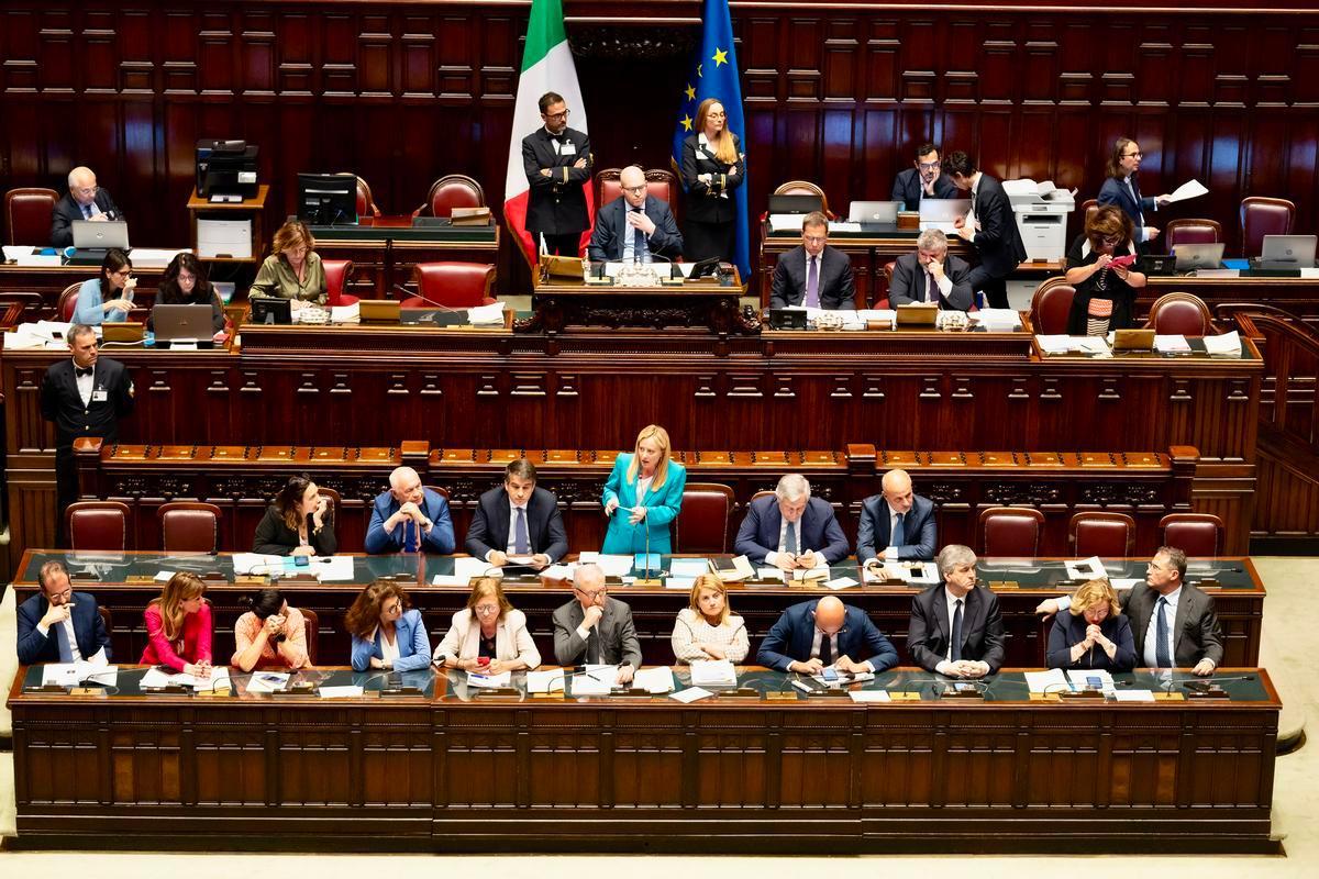 Roma, 28 giugno 2023. La presidente del Consiglio, Giorgia Meloni, durante un intervento alla Camera dei Deputati
