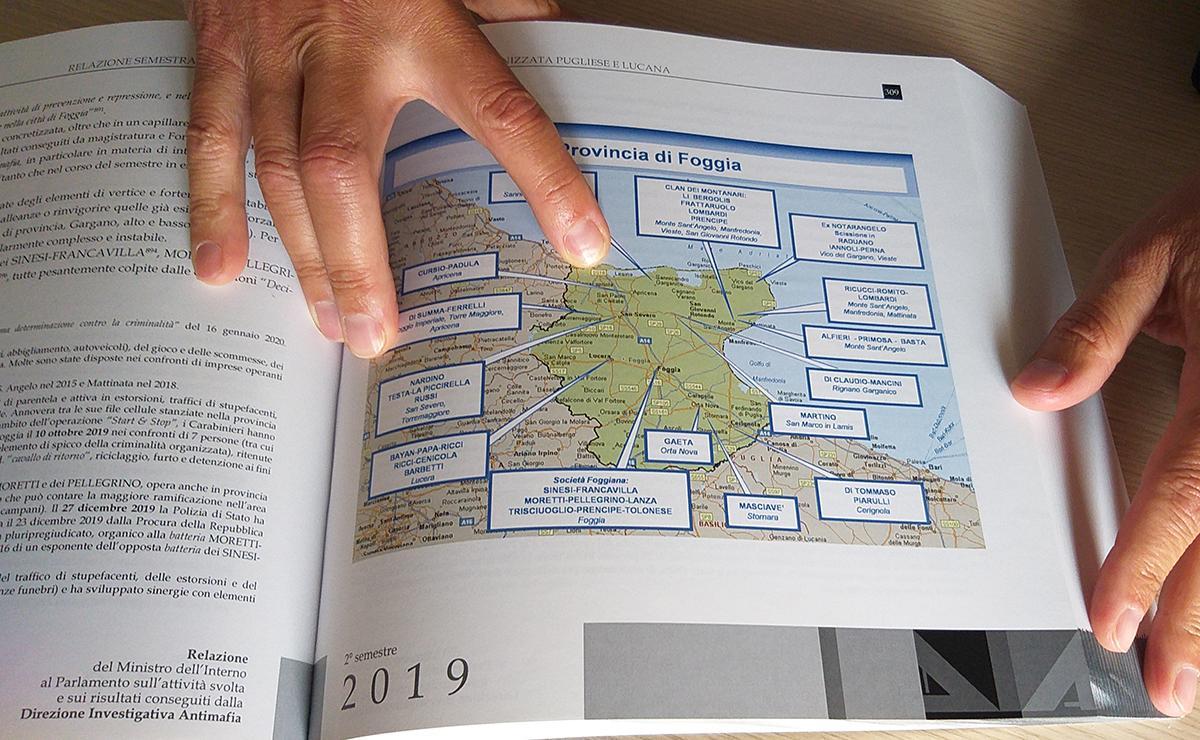 Foggia e la sua criminalità organizzata nella mappa da una relazione della Direzione investigativa antimafia (foto lavialibera)