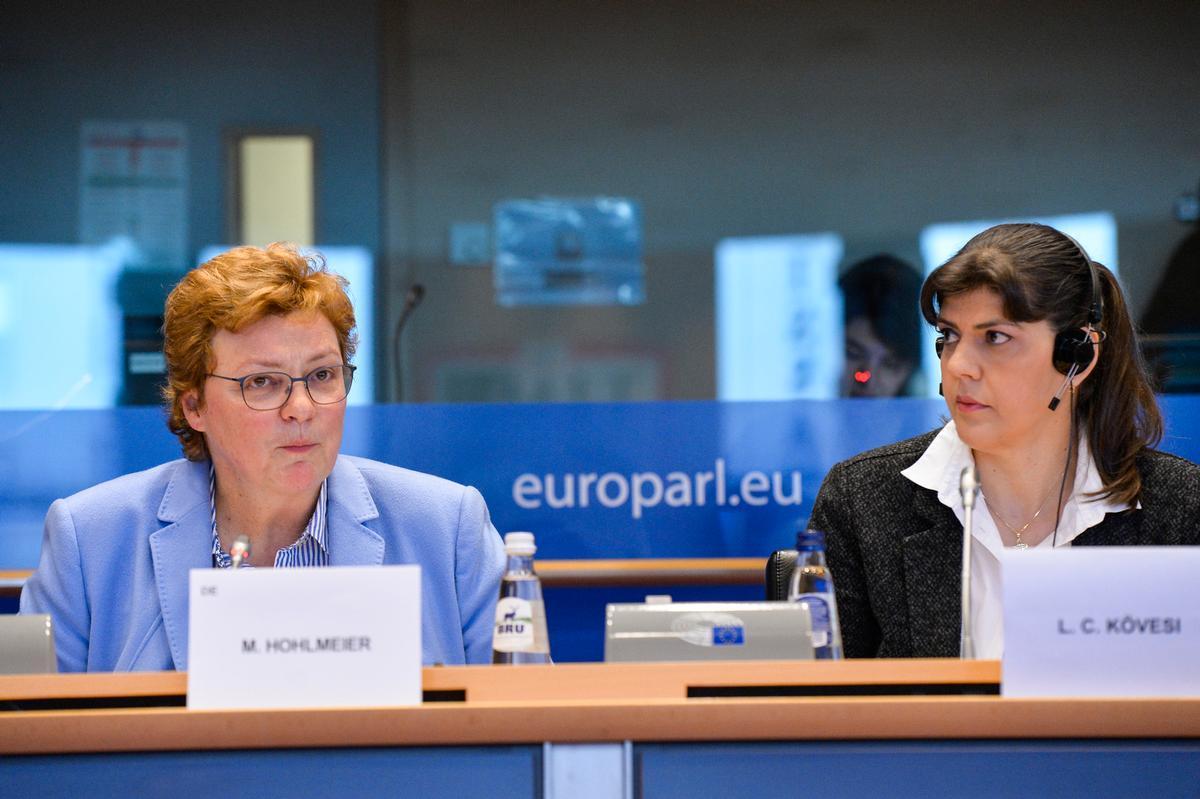 A sinistra, Laura Codruta Kovesi, procuratrice europea a capo dell'Eppo (foto Benoit Bourgeois - EP) 