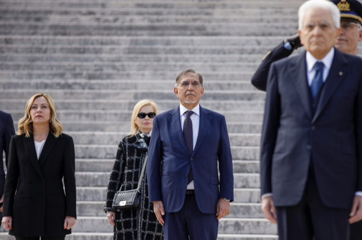 Rome, 25 April 2024. The highest officials of the State at the ceremony for the 79th anniversary of the Liberation after World War II at the "Altare della Patria"