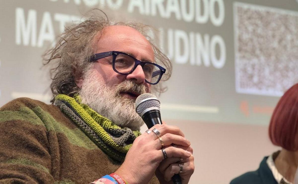 Torino, 23 gennaio 2026. Matteo Saudino, insegnante di filosofia e storia a Torino e divulgatore, durante un incontro del comitato "Giusto dire no" e della Cgil Piemonte sul referendum costituzionale (Foto D. Pecorelli)