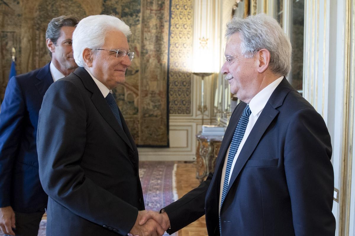 Mauro Palma e Sergio Mattarella.Foto Presidenza della Repubblica