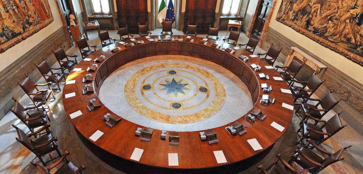Roma, sala del Consiglio dei ministri. Foto Palazzo Chigi