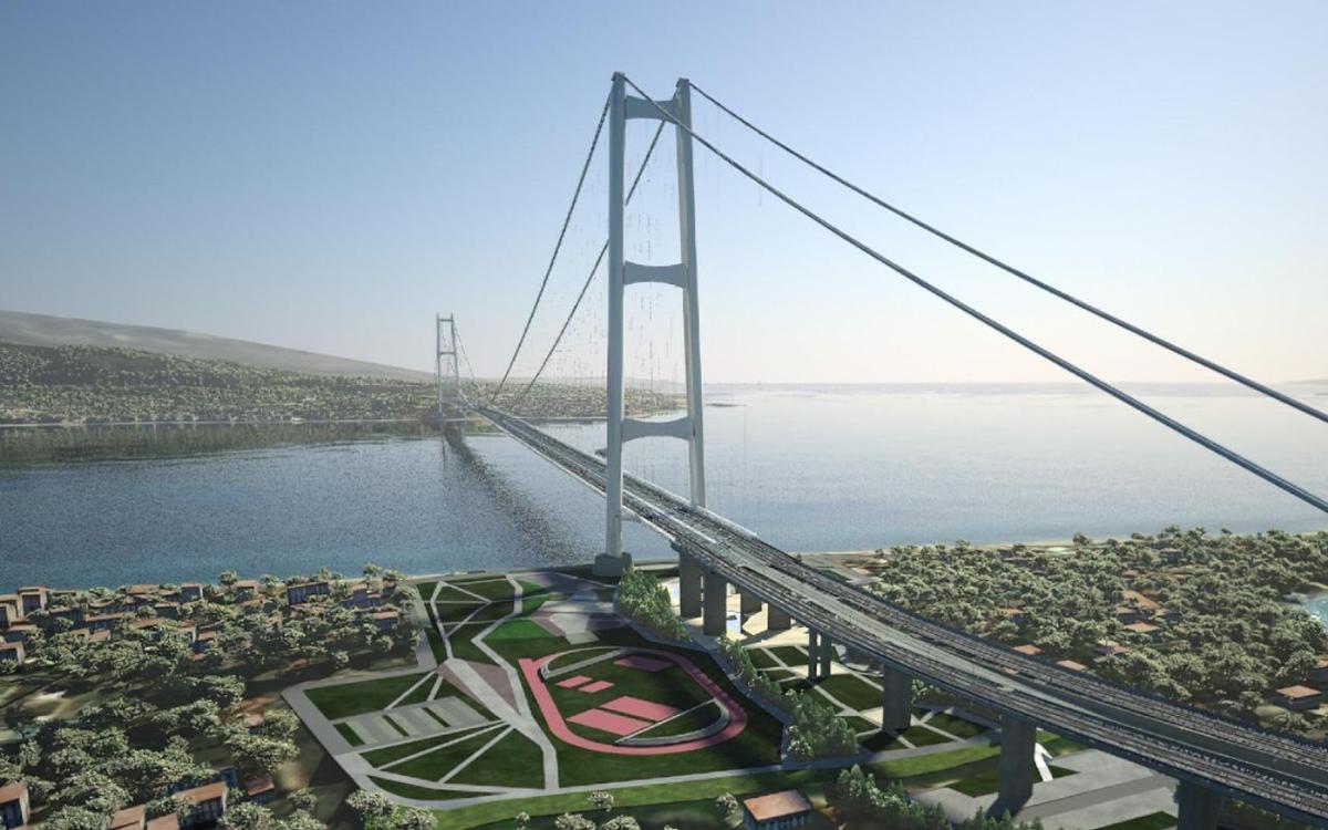 Un rendering del Ponte sullo Stretto su Messina (WeBuild)
