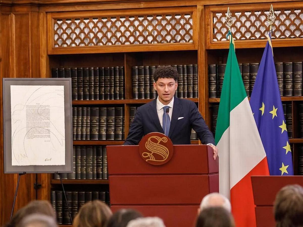 Remon Karam durante un dibattito a Palazzo Madama, sede del Senato (Da Instagram)