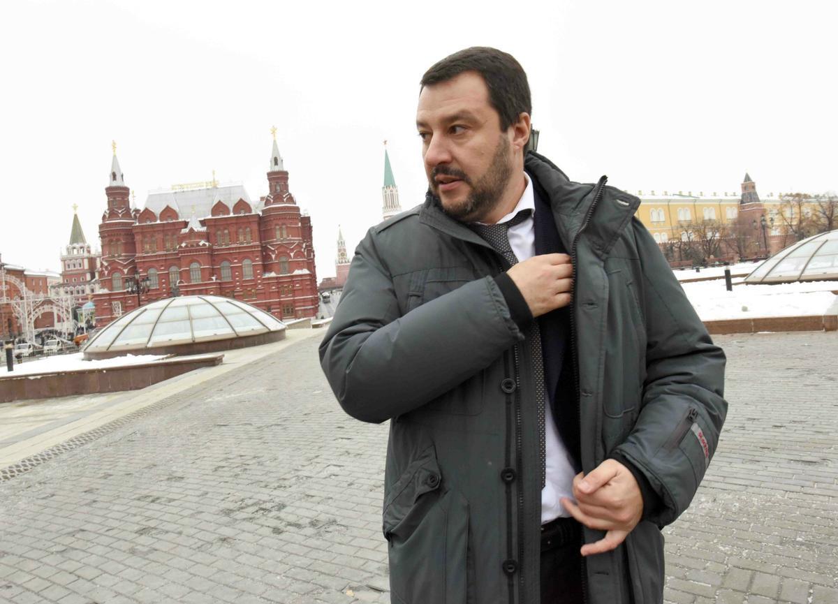 Matteo Salvini nella piazza Rossa a Mosca (Lapresse)