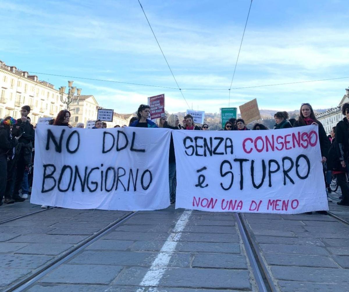 Torino, 15 febbraio 2026. Manifestazione contro Ddl Bongiorno