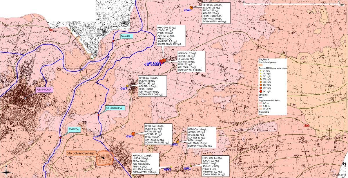 La mappa dei pozzi privati campionati da lavialibera ad Alessandria (per visualizzare cliccare sul tasto destro del mouse e aprire un'altra scheda)