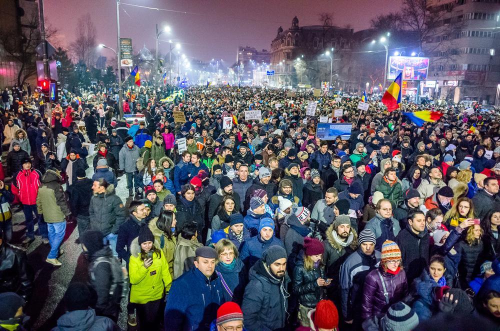Bucarest, 22 gennaio 2017, una manifestazioni contro la corruzione (Wikipedia)