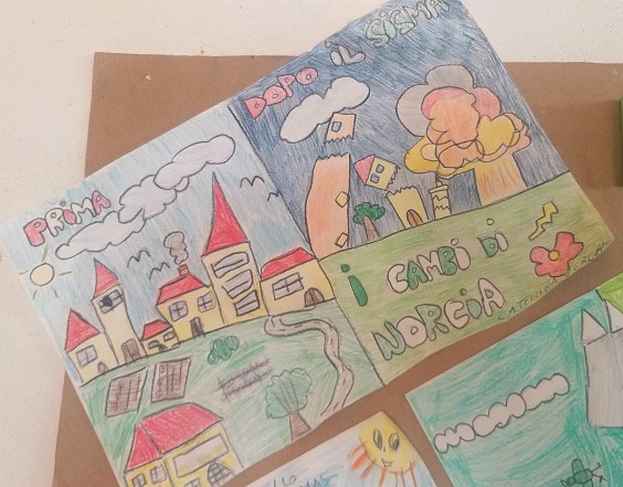 Il disegno di un bambino di Campi di Norcia