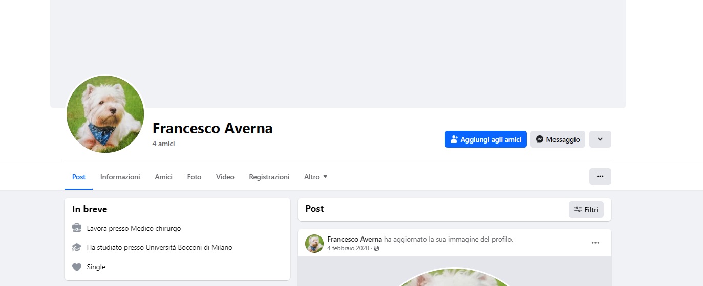 La pagina Facebook di Francesco Averna, dietro cui si celava Matteo Messina Denaro