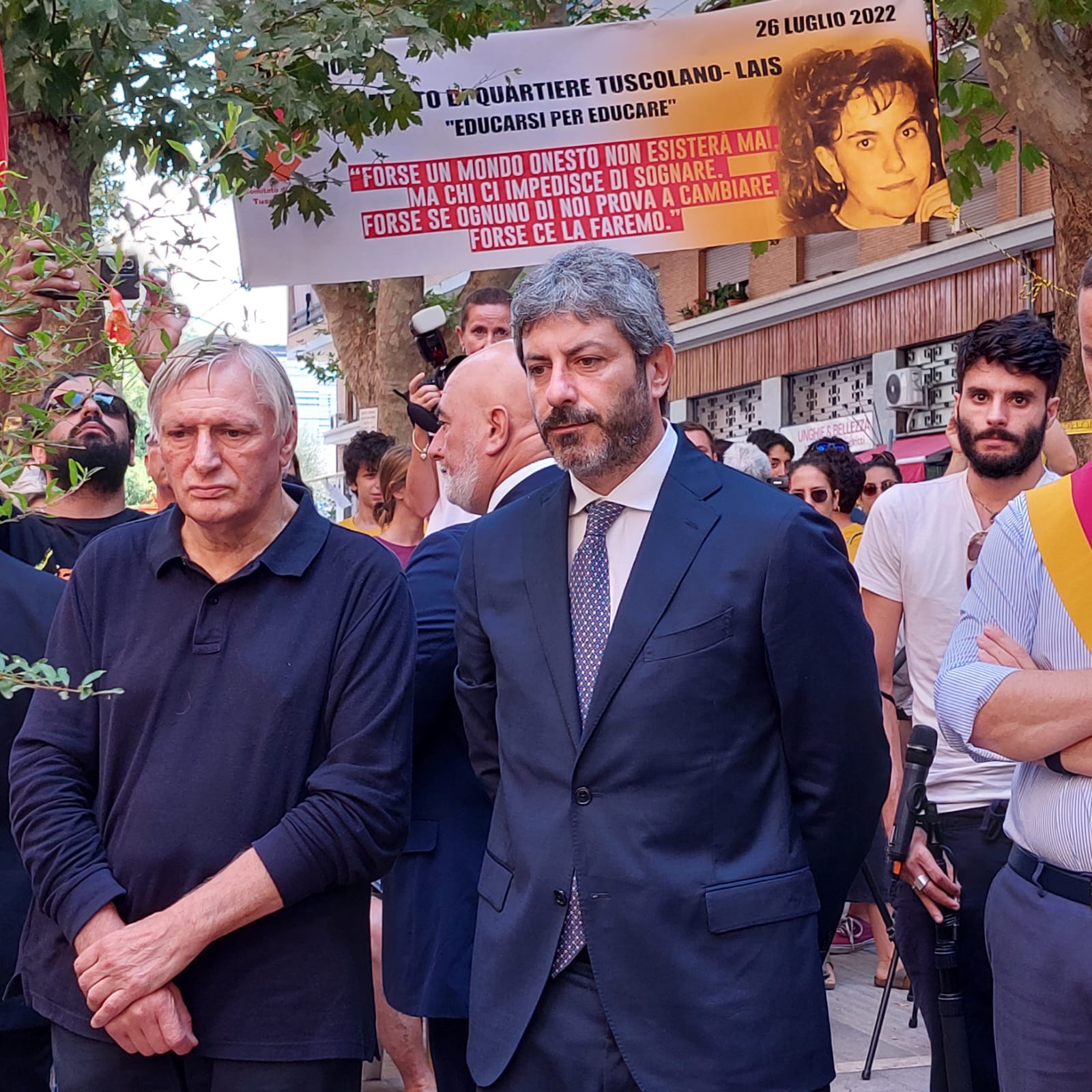 Roma, 26 luglio 2022. Luigi Ciotti e il presidente della Camera Roberto Fico alla commemorazione di Rita Atria