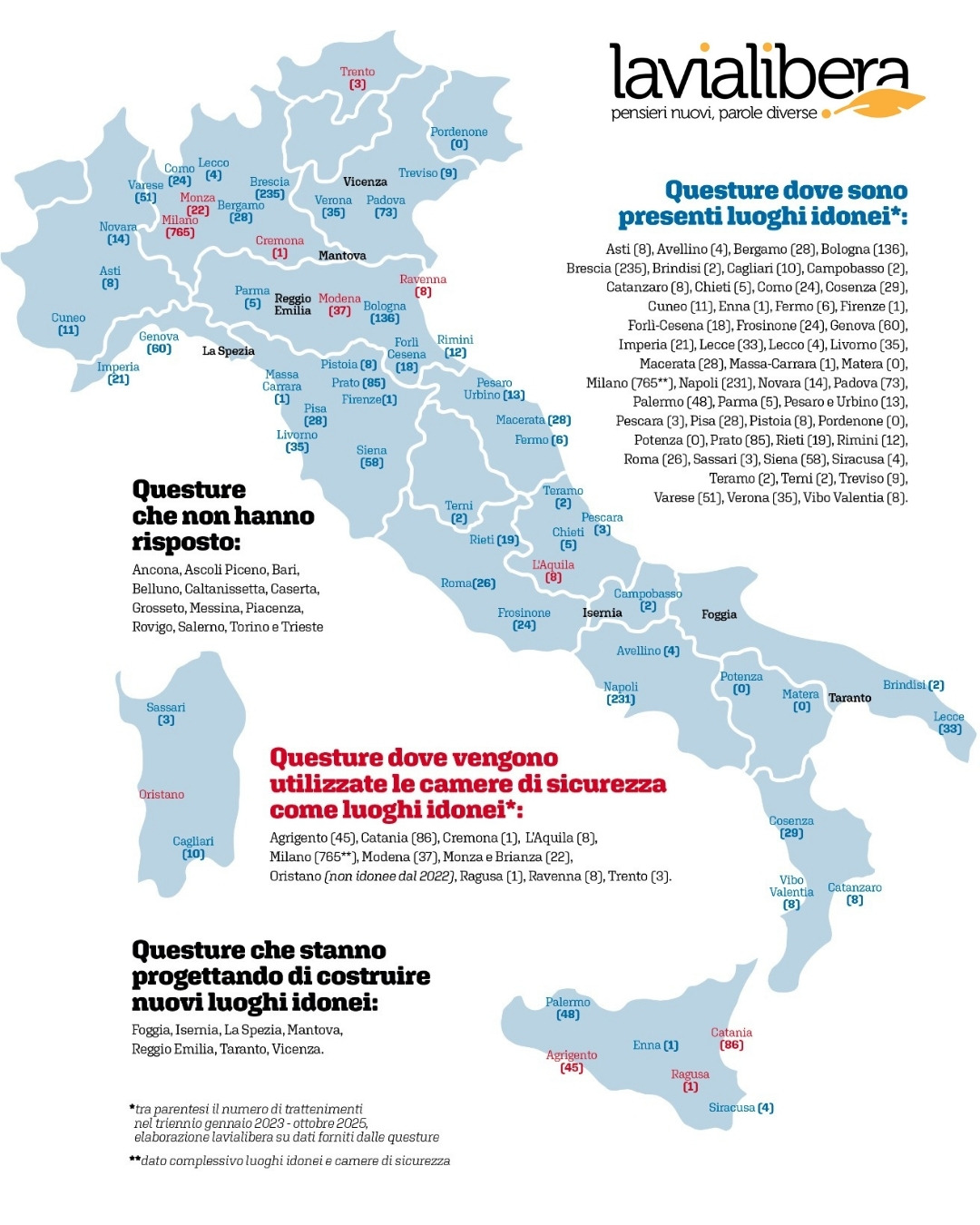La mappa dei luoghi idonei in Italia. Riproduzione riservata