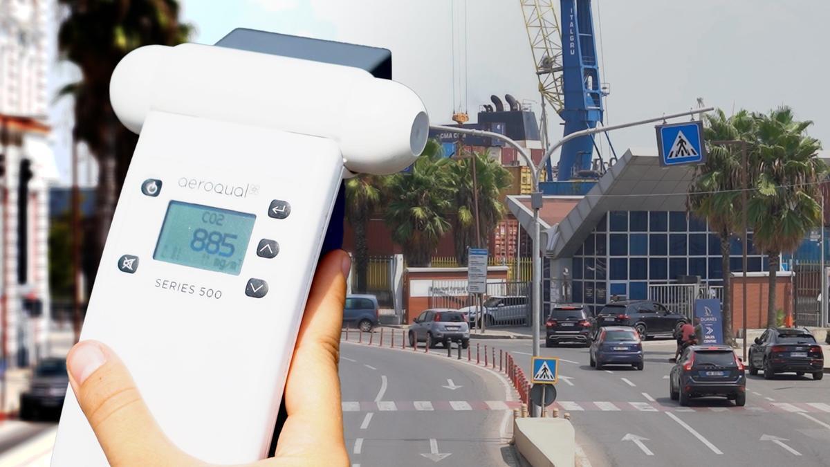 Dispositivo di misurazione dell'inquinamento utilizzato dai giovani attivisti a Durazzo (Albania). Foto di Erida Shani