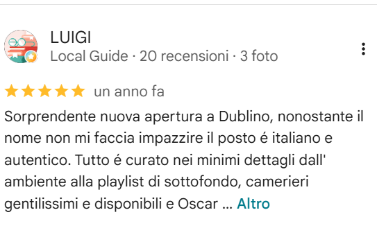 A Luigi non piace il nome del ristorante "La cosa nostra" a Dublino