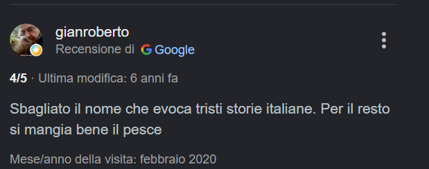Un commento al ristorante "Cosa nostra" a La Grande Motte, in Francia