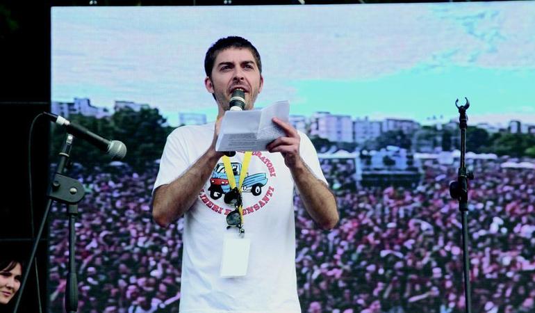 Taranto, Michele Riondino al concerto dell'Uno maggio 2014. R. Ingenito/Ansa