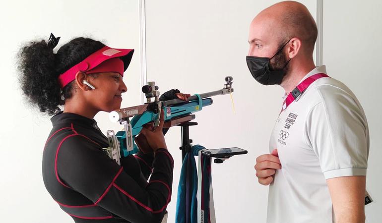 Tokyo, estate 2021. L'alteta rifugiata Luna Solomon insieme a Niccolò Campriani