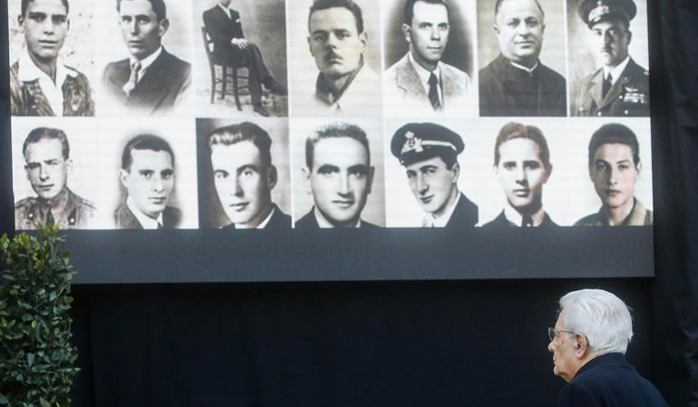 Il presidente della Repubblica Sergio Mattarella alla cerimonia commemorativa dell'eccidio delle Fosse Ardeatine, 24 marzo 2022. Foto: F. Frustaci/Ansa