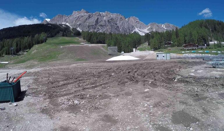 Cortina, lavori per l'area di arrivo a Rumerlo in vista della Coppa del mondo di sci 2021
