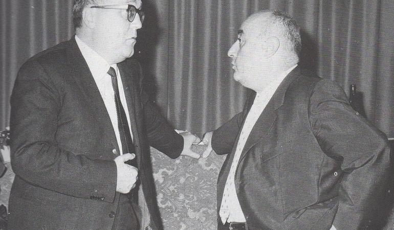 Da sinistra, Giovanni Bachelet insieme a Bruno Paparella, dirigente dell'Azione cattolica (Di Francesco Paparella - Opera propria, Pubblico dominio, su Wikicommon)