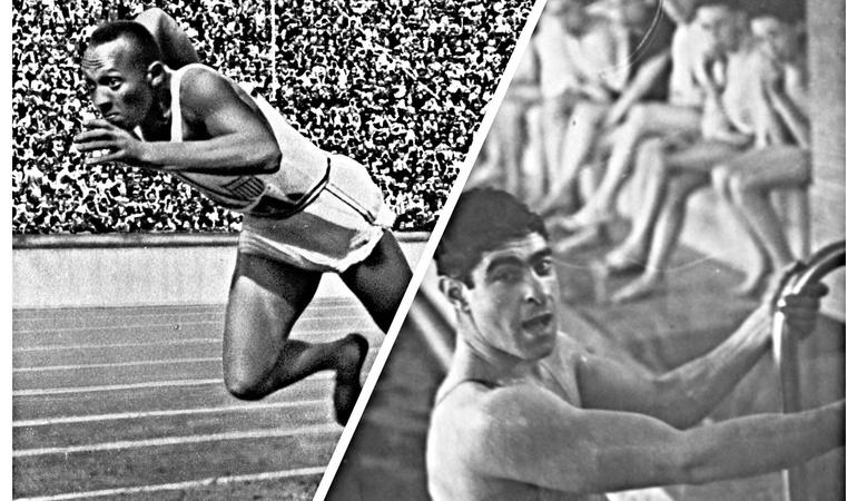 A sinistra, Jesse Owens. A destra, Alfred Nakache