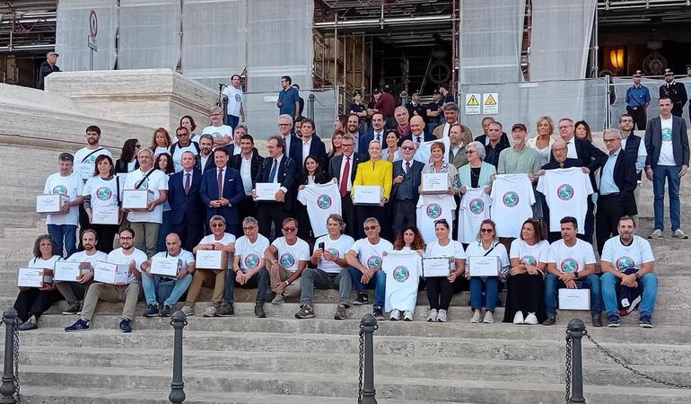 Roma, 26 settembre 2024. I promotori del referendum contro l'autonomia differenziata consegnano in Corte di Cassazione le firme raccolte per il quesito referendario contro la legge Calderoli