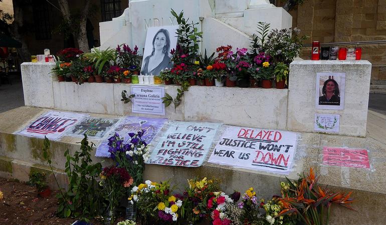 La Valletta, Malta. Il memoriale in ricordo di Daphne Caruana Galizia. Foto Ethan Doyle White/Wikimedia Commons