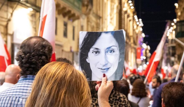 Malta, ottobre 2024. Manifestazione in ricordo della giornalista Daphne Caruana Galizia (foto di Gabriele Fantoni)