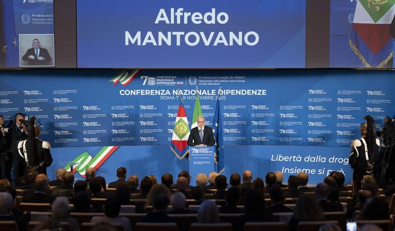 Intervento del sottosegretario alla presidenza del consiglio, Alfredo Mantovano, durante la VII Conferenza nazionale sulle dipendenze, novembre 2025
