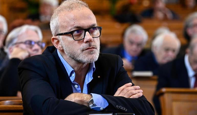 Roma, 2 dicembre 2023. Ernesto Maria Ruffini, durante l'assemblea annuale dei Popolari. Foto di R. Antimiani/Ansa