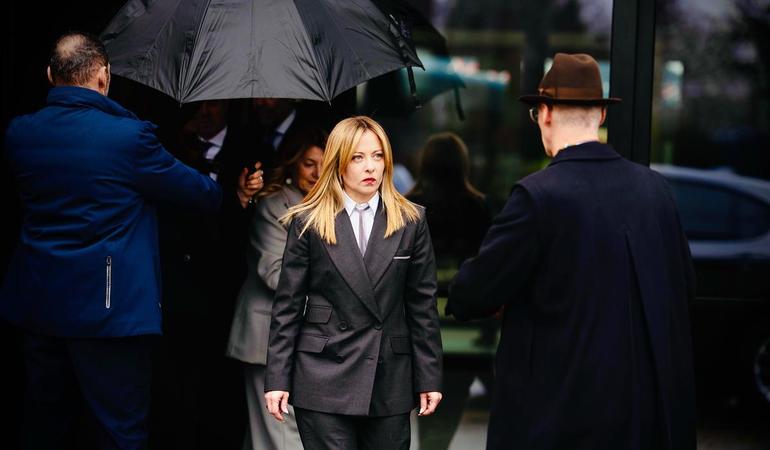 Bilzen, 12 febbraio 2026. Giorgia Meloni in Belgio in occasione dell'incontro informale dei leader dell'Ue. Foto presidenza del Consiglio dei ministri