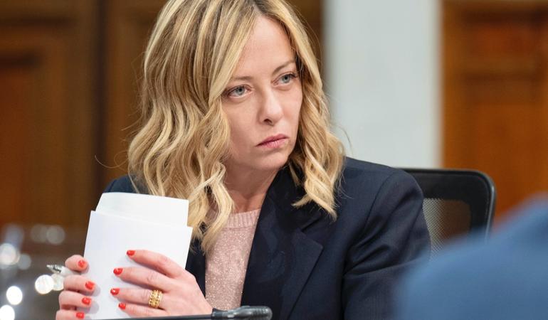 Roma, 29 aprile 2024. La presidente del Consiglio Giorgia Meloni durante un incontro a Palazzo Chigi (Foto da governo.it con licenza CC-BY-NC-SA 3.0 IT)