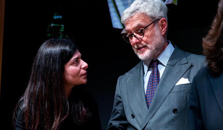 6 giugno 2023, Roma. La presidente della Commissione antimafia Chiara Colosimo insieme al procuratore nazionale antimafia e antiterrorismo, Giovanni Melillo (Angelo Carconi/Ansa) 