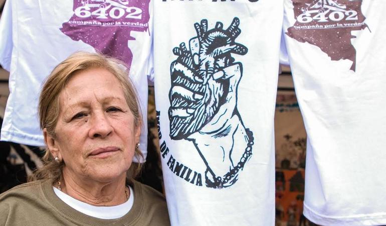 Ana Páez, madre di Eduardo Garzón, scomparso nel 2008 all'età di 32 anni nel corso delle esecuzioni sommarie compiute dall'esercito colombiano (Foto concessa da Mafapo)