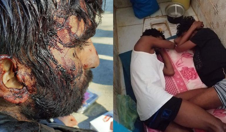 Da sinistra verso destra: migranti picchiati dalla polizia croata e detenuti in un centro libico. Credits: Danish refugee council e Giulia Tranchina 