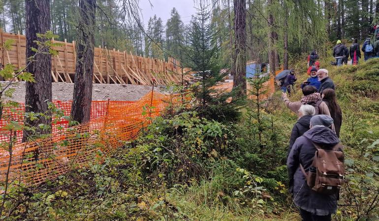 Cortina d'Ampezzo, 4 October 2024. Monitoring walk on the sites of the Milan-Cortina 2026 Winter Olympics and Paralympics, during Scuola Common. @Carlotta Bartolucci 
