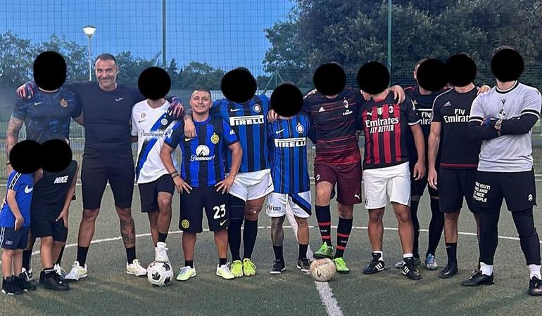 Milano, 3 settembre 2024. Da sinistra, Andrea Beretta e Antonio Bellocco in occasione di una partitella tra ultras di Inter e Milan. Il giorno dopo il primo ucciderà il secondo.