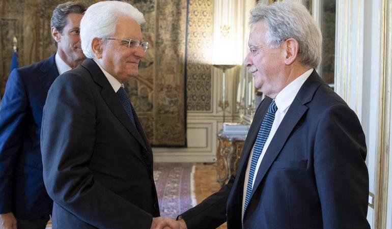 Mauro Palma e Sergio Mattarella.Foto Presidenza della Repubblica