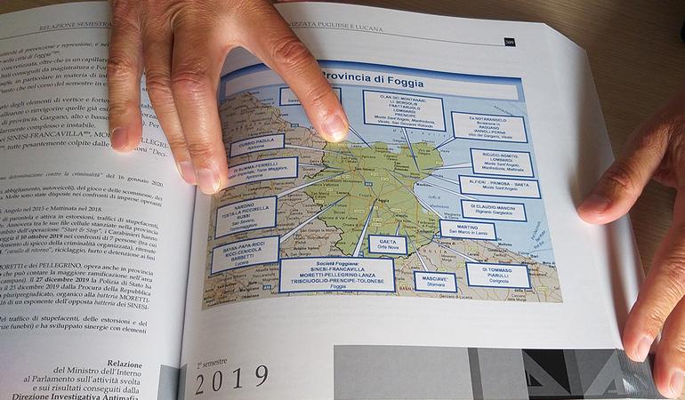 Foggia e la sua criminalità organizzata nella mappa da una relazione della Direzione investigativa antimafia (foto lavialibera)